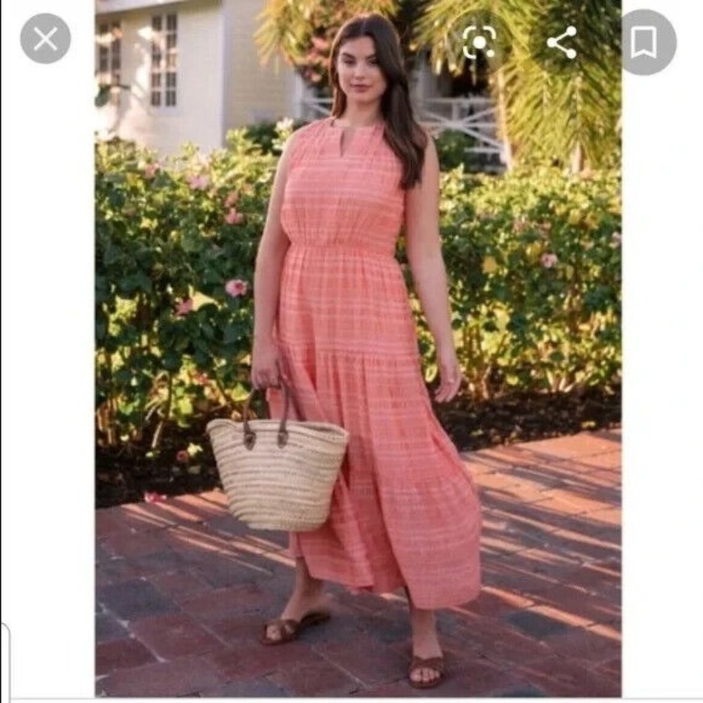 GAL MEETS GLAM Collection Women's Size 6 Coral Pink Fiona Maxi Dress Sleeveless